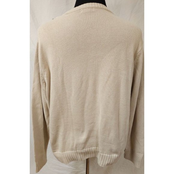 Dockers Mens XL Tan Beige Striped Crew Neck Knit 100% Cotton Long Sleeve Sweater - Picture 7 of 10